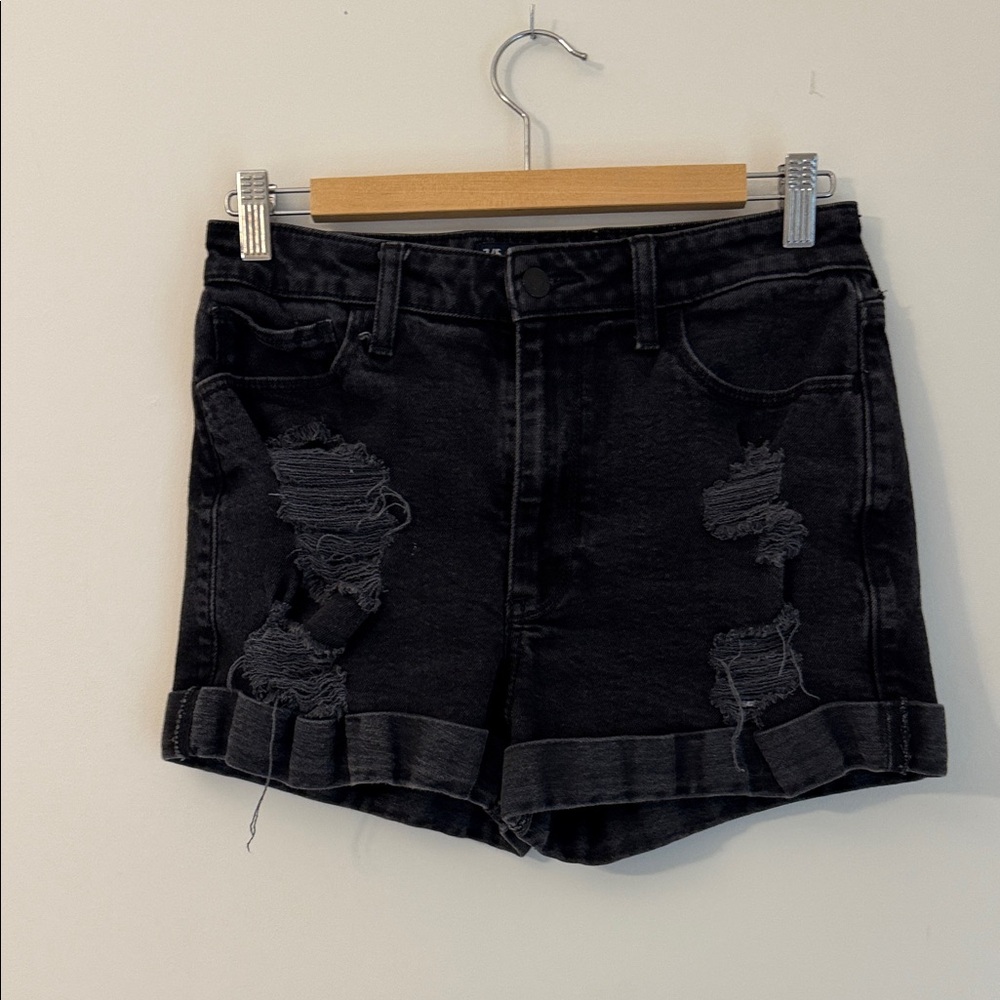 Hollister Black Ripped Jean Shorts